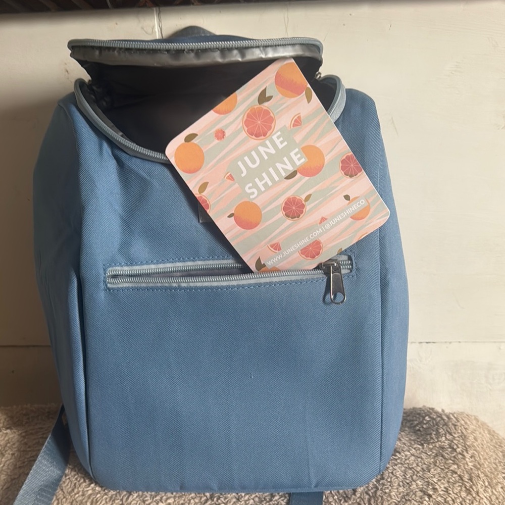 June Shine Insulated Cooler Backpack Blue Lunch Camping Outdoors